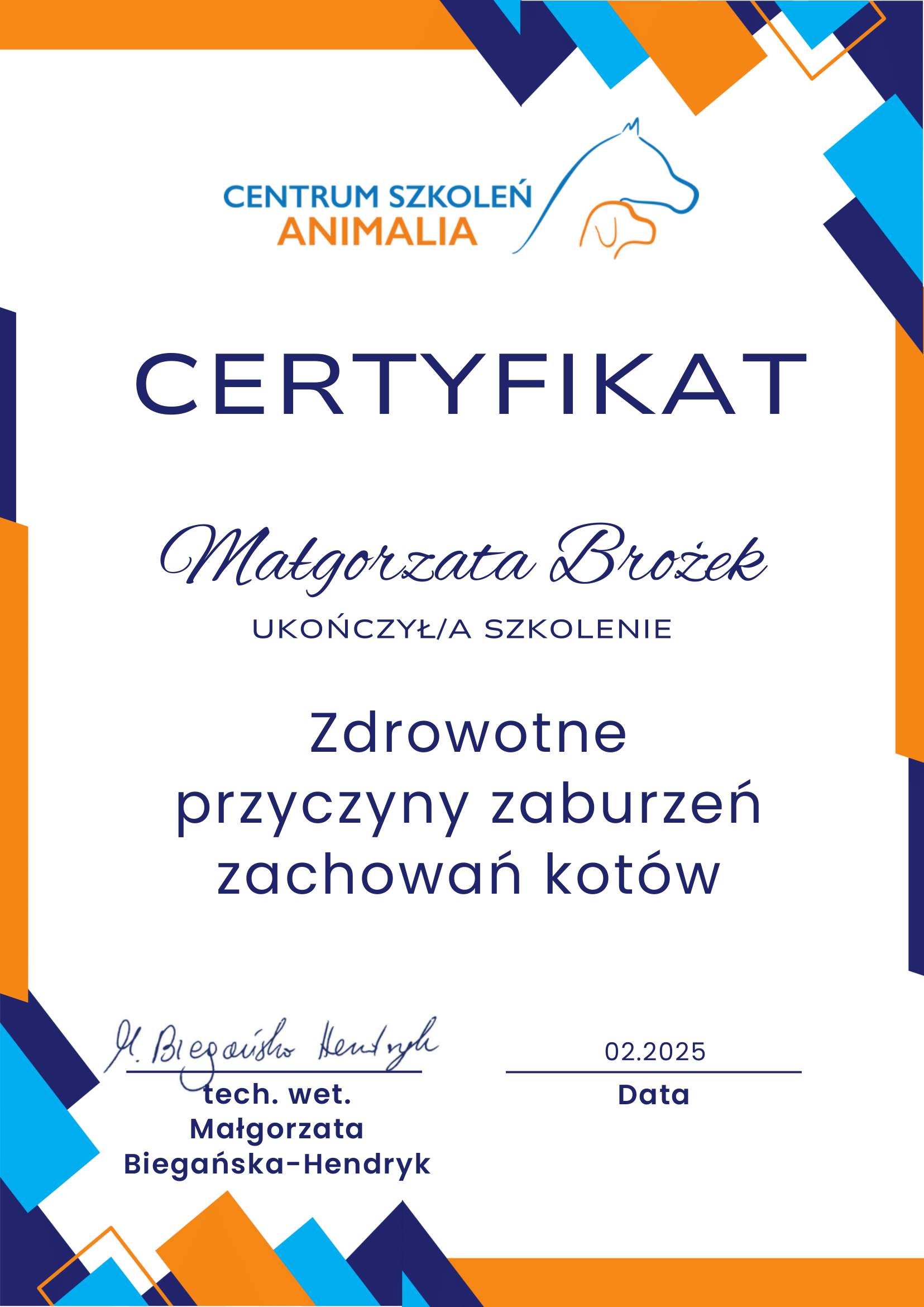 Certyfikat szkoleniowy