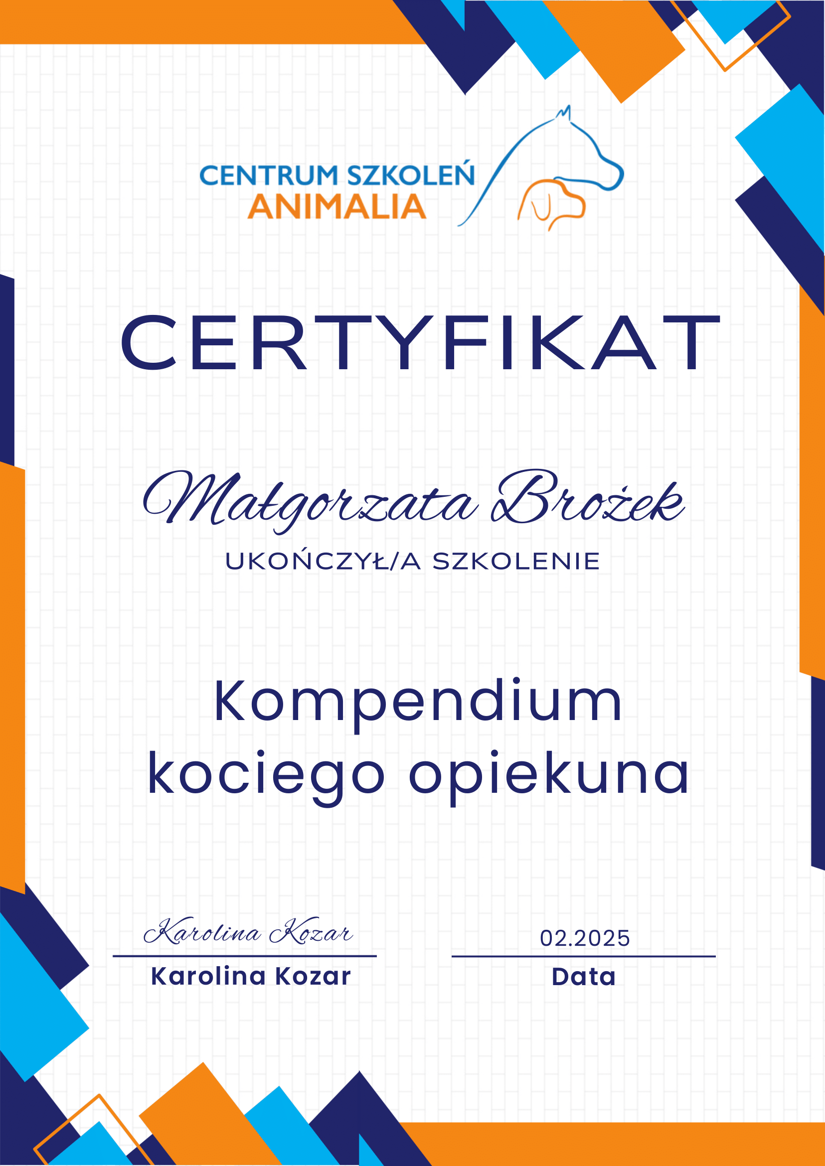 Certyfikat szkoleniowy
