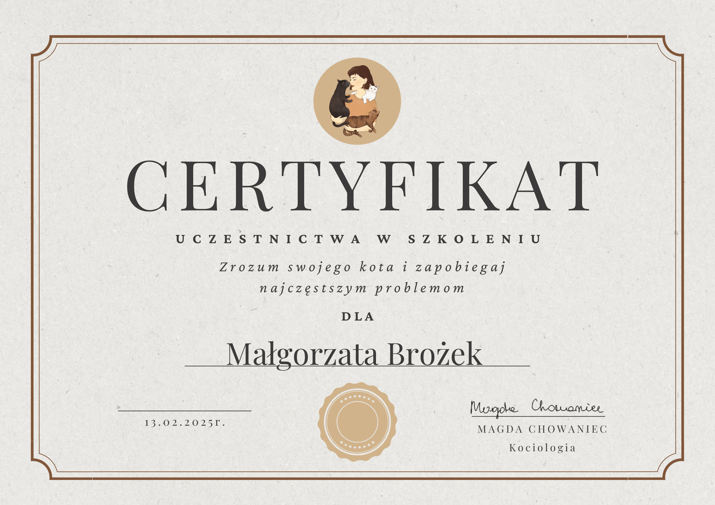 Certyfikat szkoleniowy