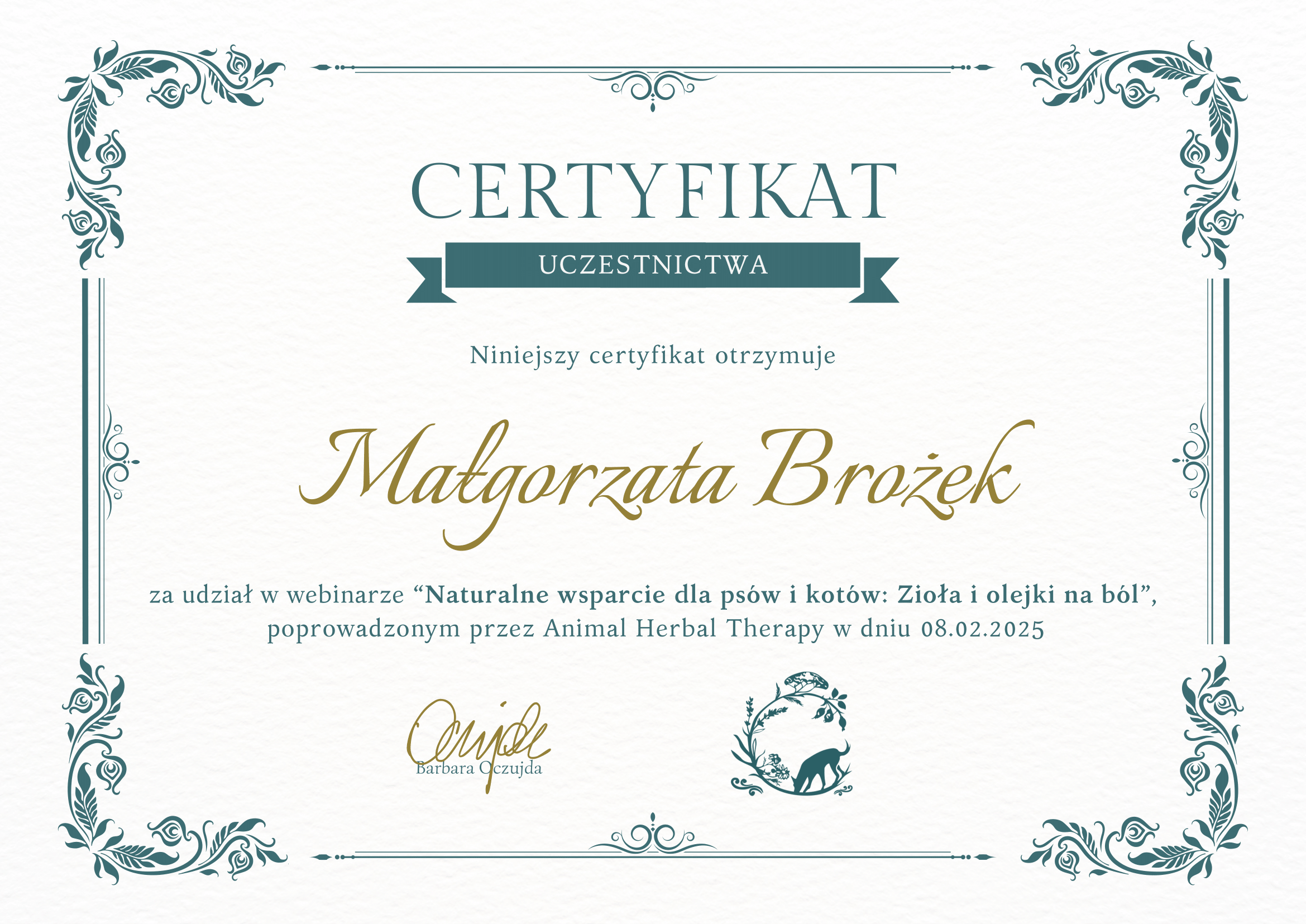 Certyfikat szkoleniowy