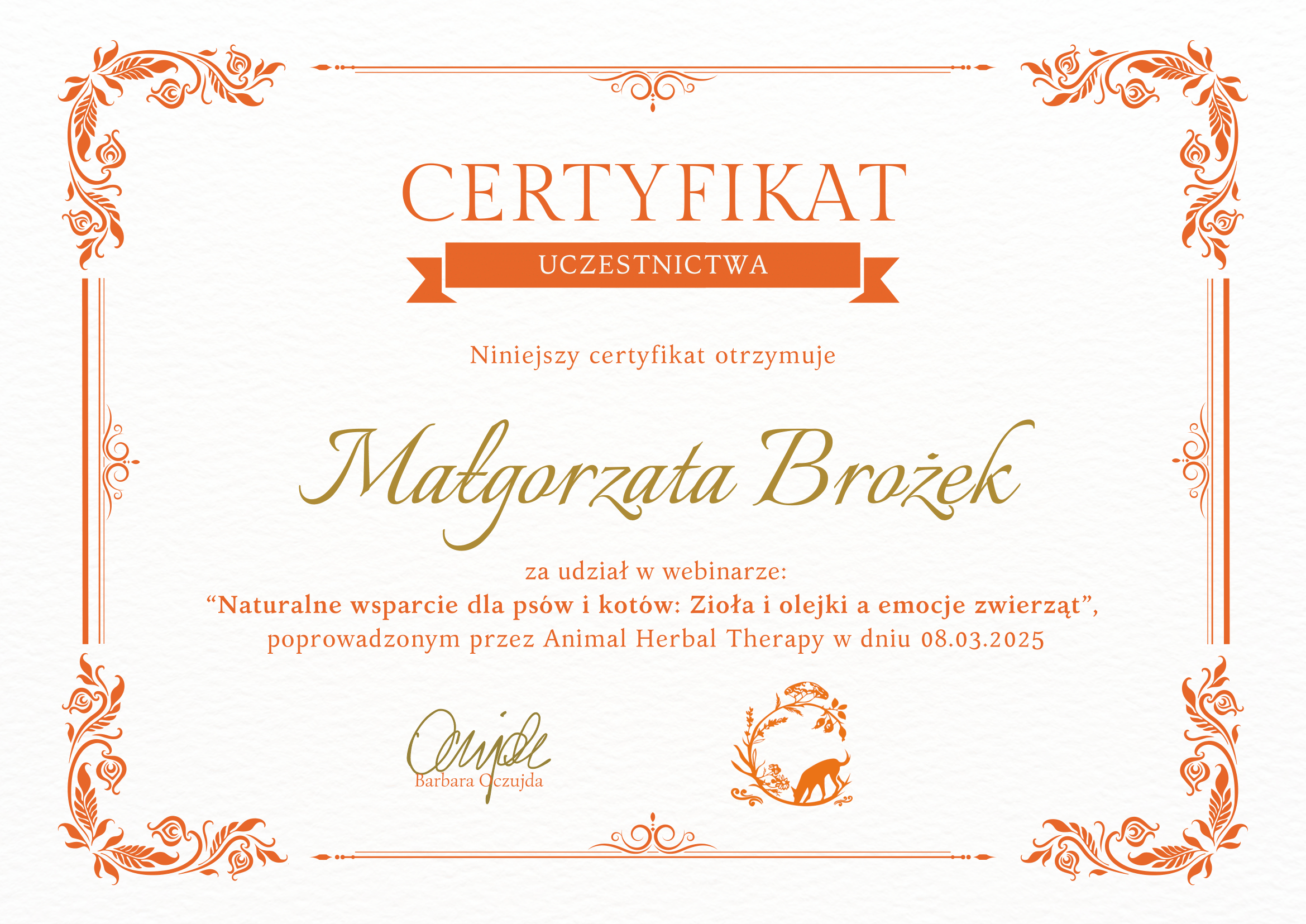 Certyfikat szkoleniowy