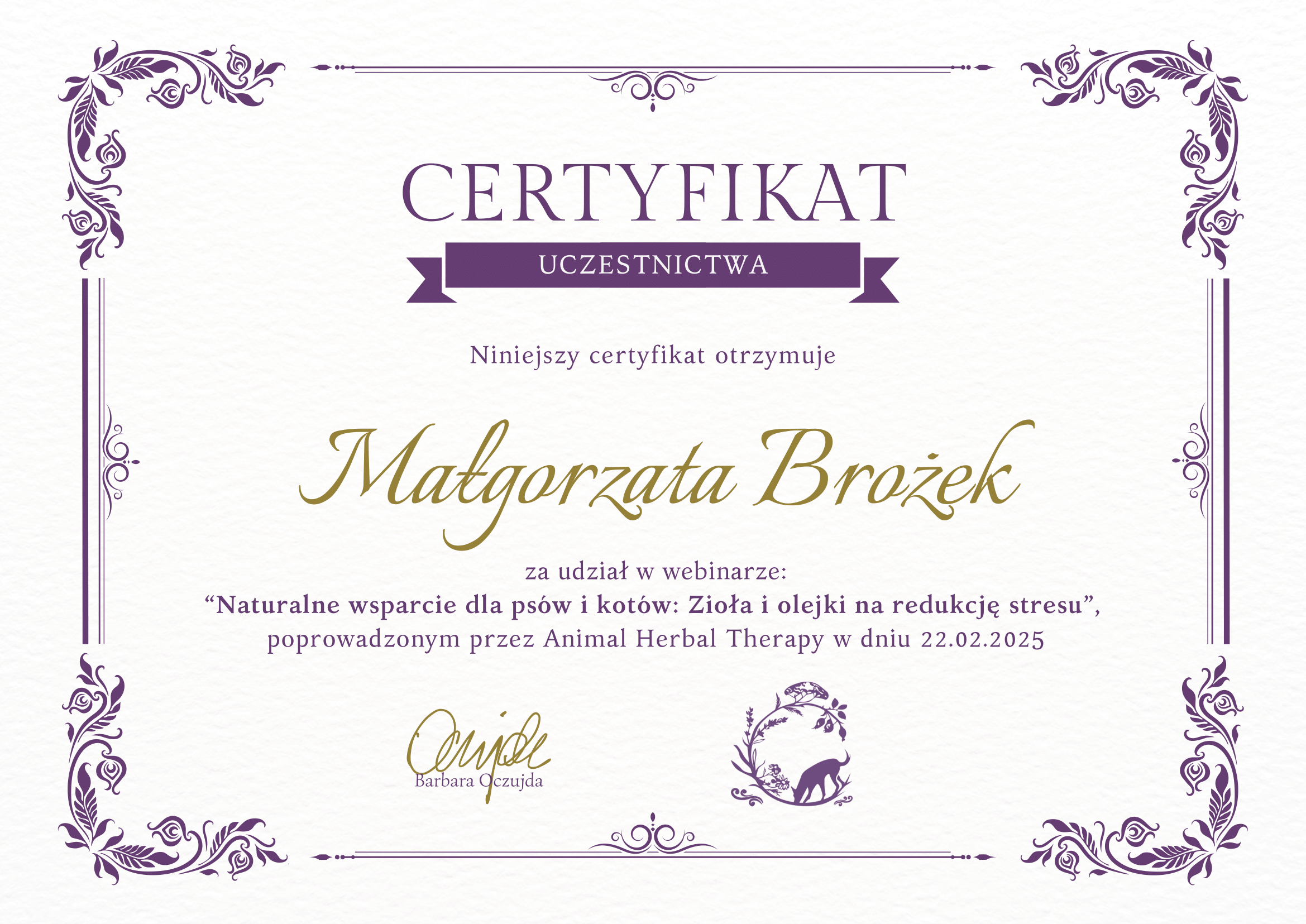 Certyfikat szkoleniowy