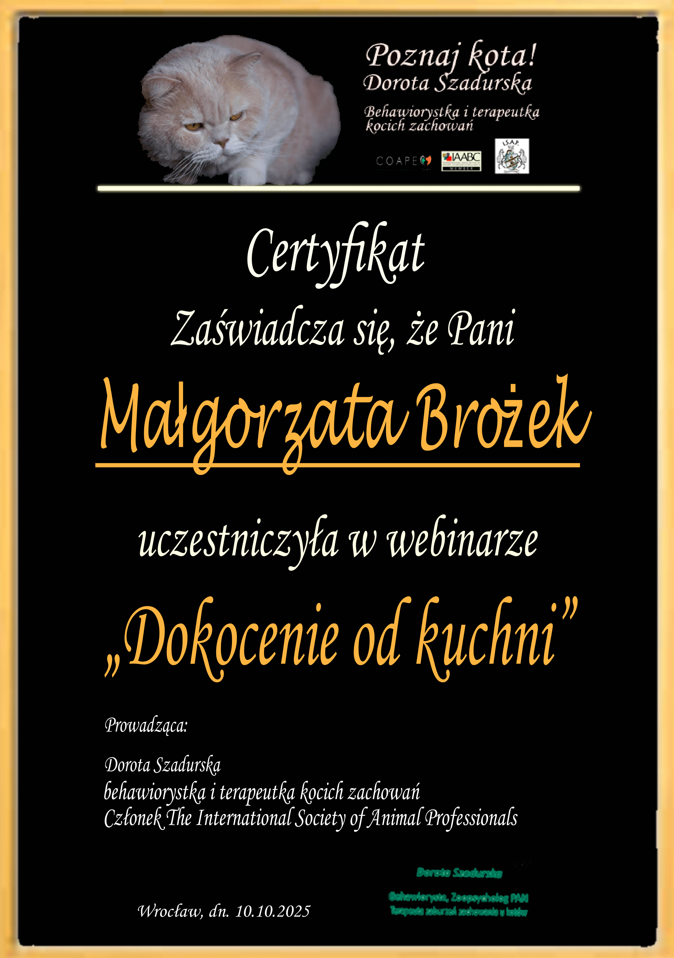 Certyfikat szkoleniowy