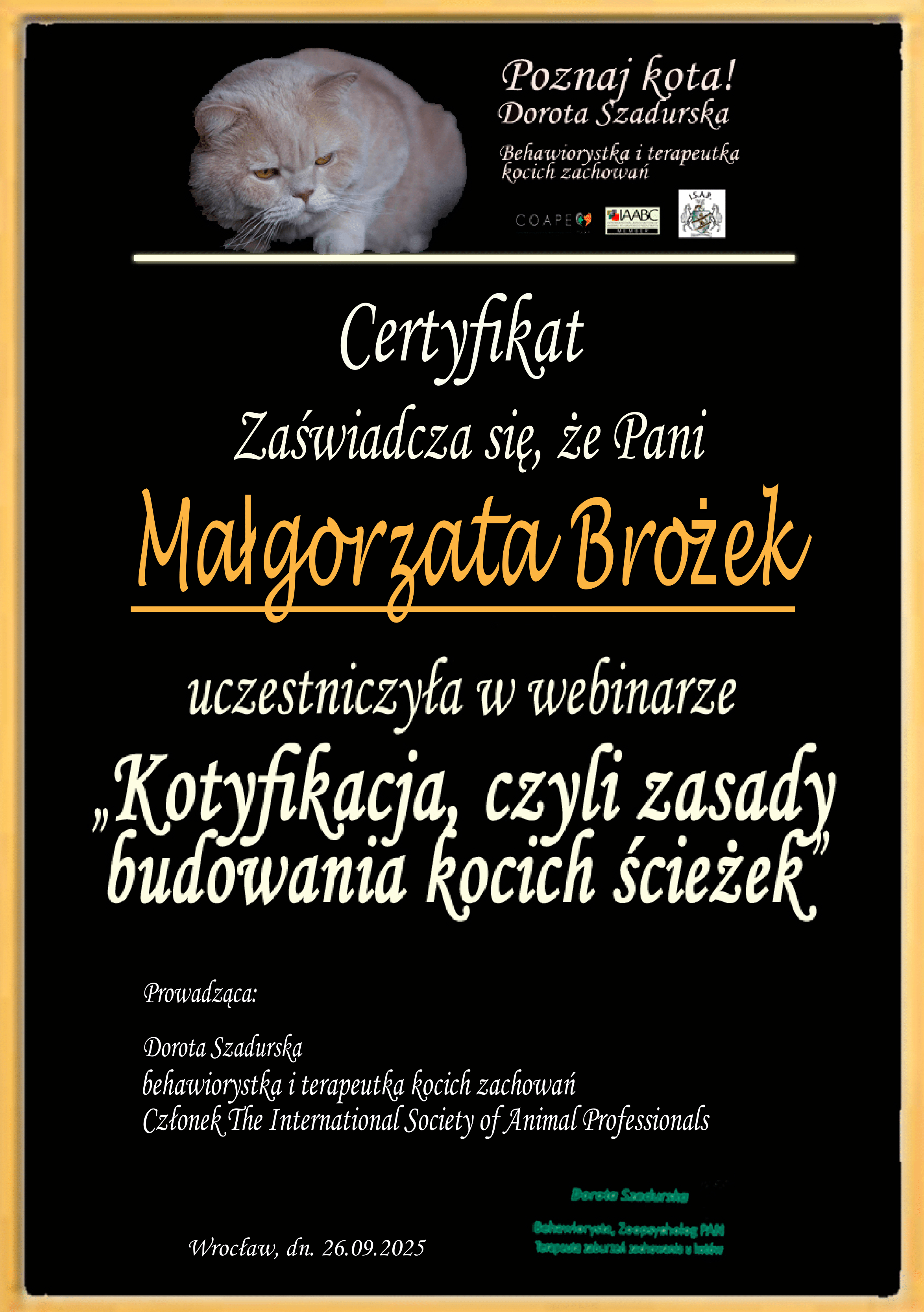 Certyfikat szkoleniowy