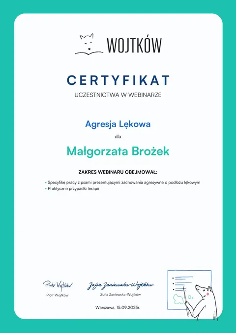 Certyfikat szkoleniowy