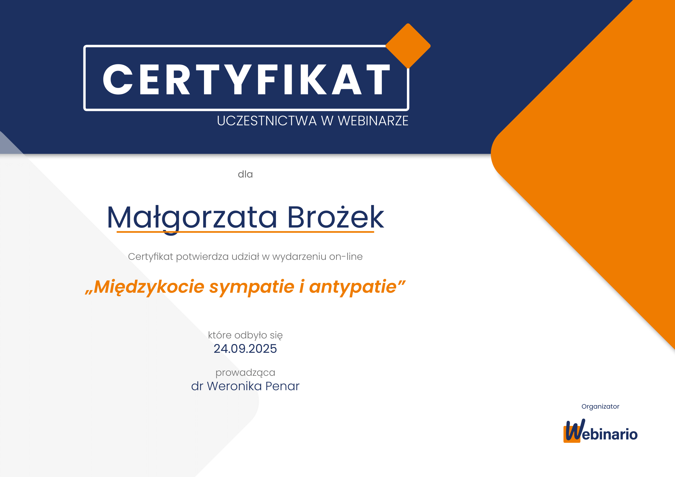 Certyfikat szkoleniowy